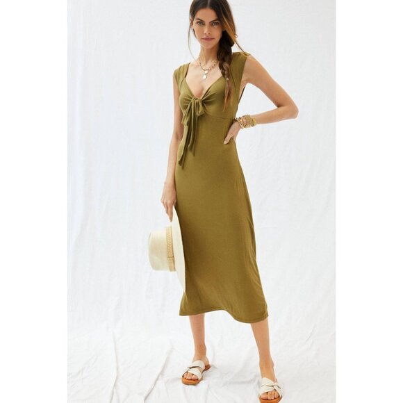 Anthropologie Forever That Girl Tie-Front Midi Dress - Picture 1 of 9